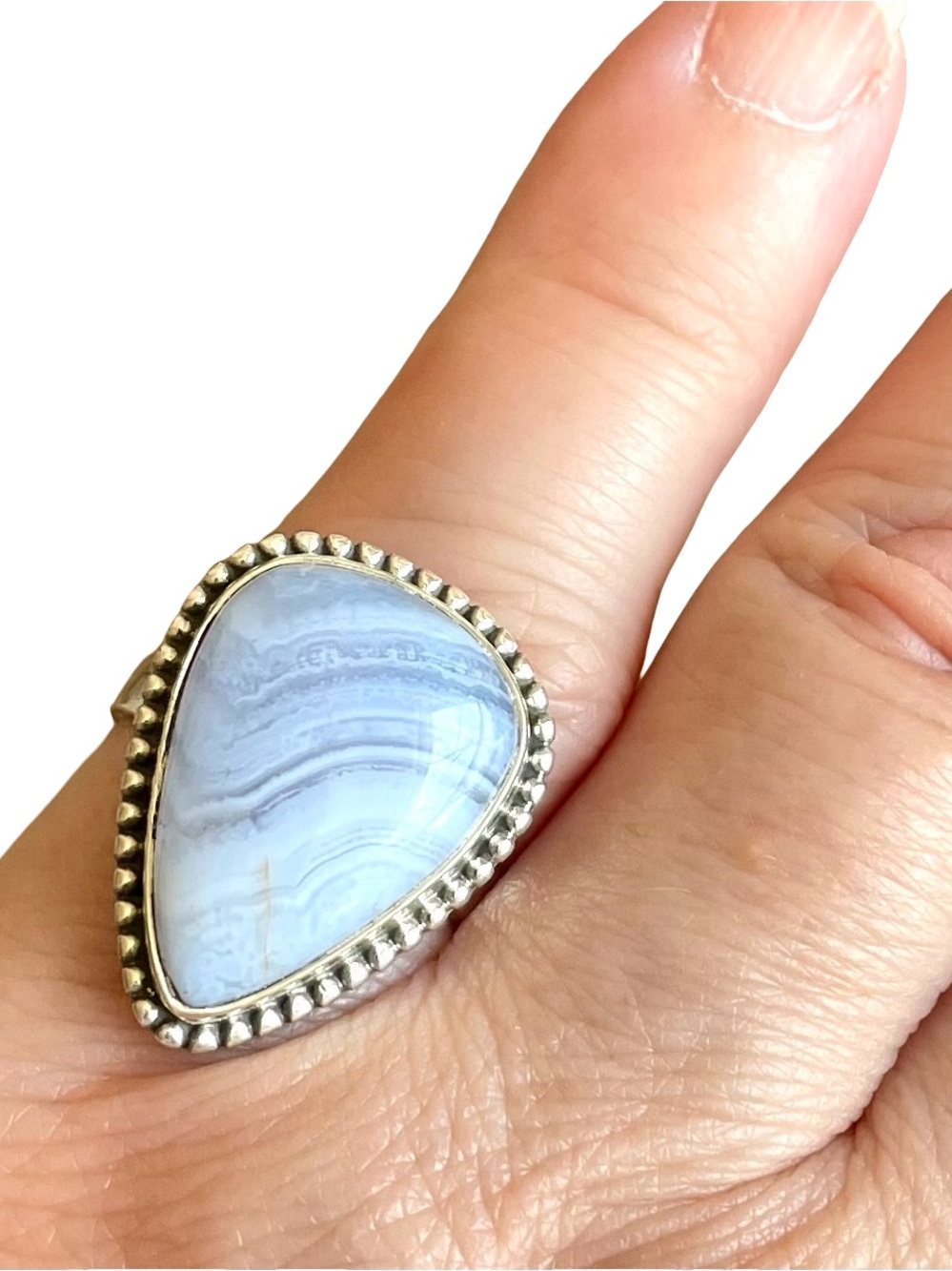 NWT Sterling Silver And Blue Lace Agate Ring
